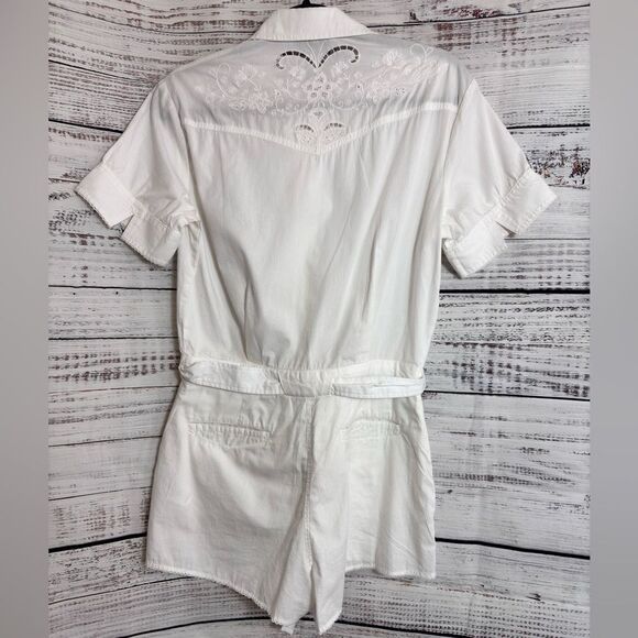 Rag & Bone Romper Womens Size 2 Surplus Cotton Surplus Belted white embroidered - Picture 5 of 15